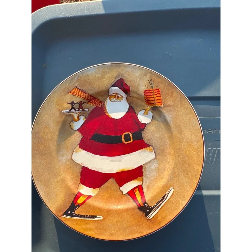 Vintage Oneida Supersized Christmas Stonewear Holiday Plates Set‎ of 4